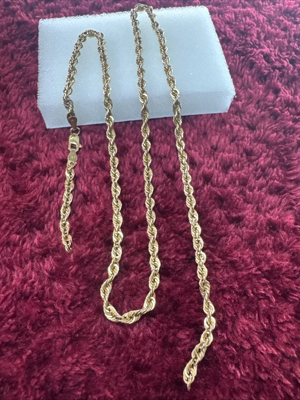10K Yellow Gold Rope Chain Necklace 20” 3mm 4.7g Broken Needs Repair